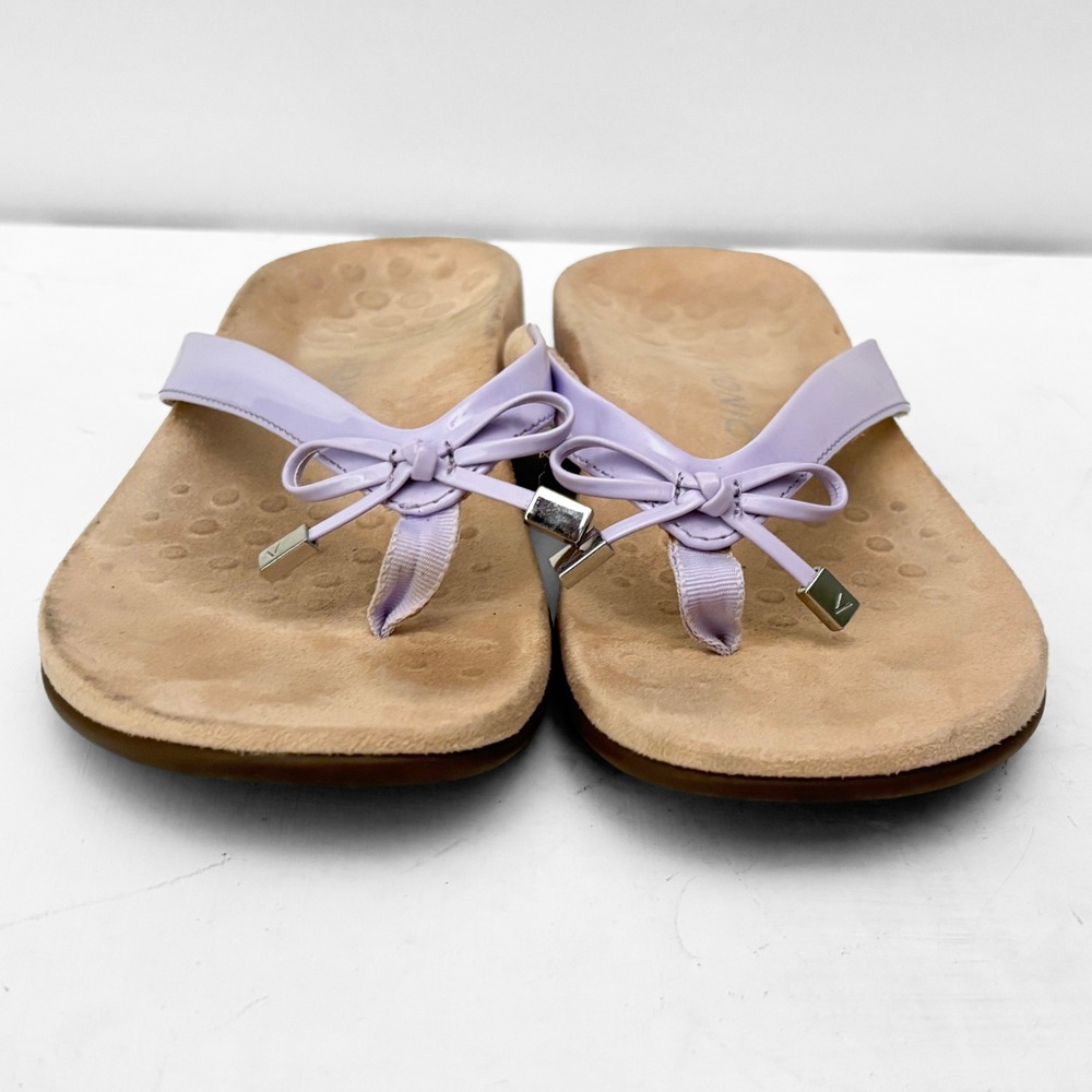 Vionic Bella Toe Post Sandal Womens‎ 8 Lavender Purple Bow Orthotic Flip Flops - Picture 3 of 9
